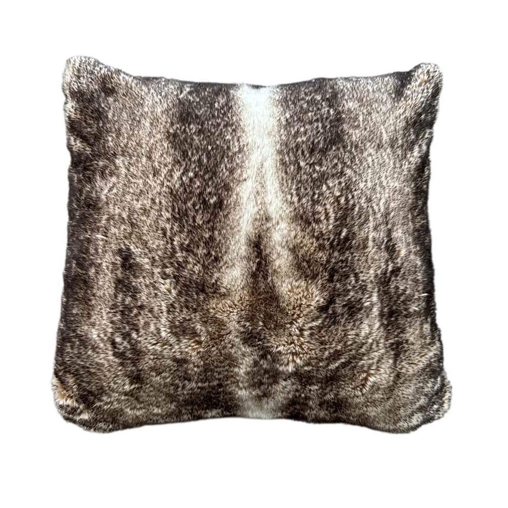 Pottery Barn Faux Fur Ombre Brown Pillow Cover With Pillow Insert Cozy Chic Set